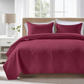 FLYMME Oversized King/California King Quilt Set 118"x106", Burgundy 3-Piece by FLYMME