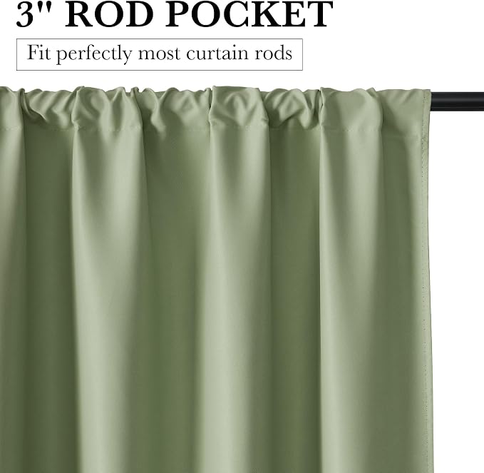 RYB HOME Bedroom Blackout Curtains 54 inches Long, 100% Blackout | Thermal - Image 2