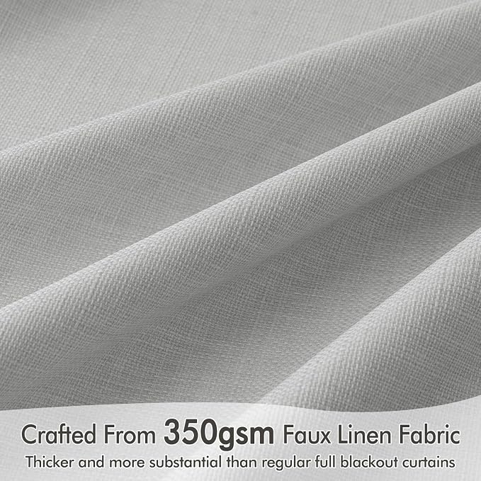 MIULEE 100% Blackout Back Tab Pleat Linen Curtains 50" Wx108 L, Thick Faux Linen - Image 4