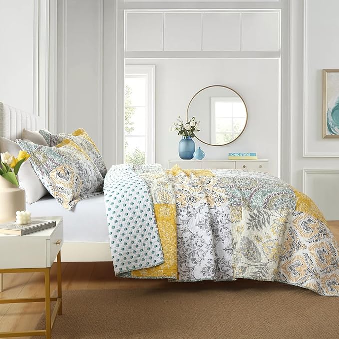 Secgo King Size Comforter Set- 100% Cotton Quilt King Size Set, Sage bedspreads - Image 6