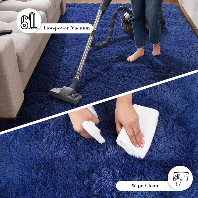 Blue 9x12 Area Rugs for Bedroom, Fluffy Shag Rugs Large Bedroom Carpet | - Image 5