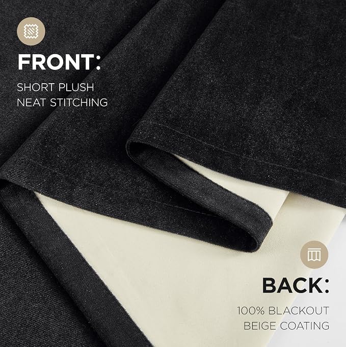Joydeco 100% Blackout Curtains Velvet Black Out Curtain 120 Inch Drapes | - Image 9