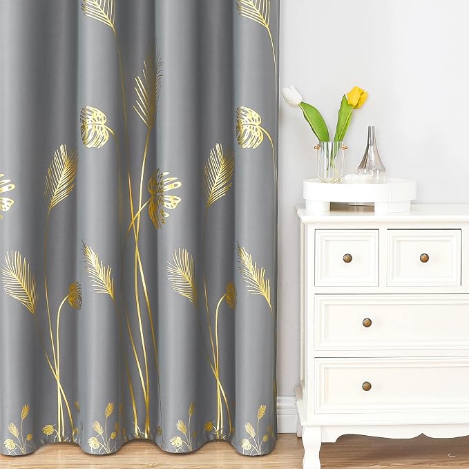 Grey Blackout Curtains for Bedroom 90 Inches Long, Room Darkening Grommet - Image 2