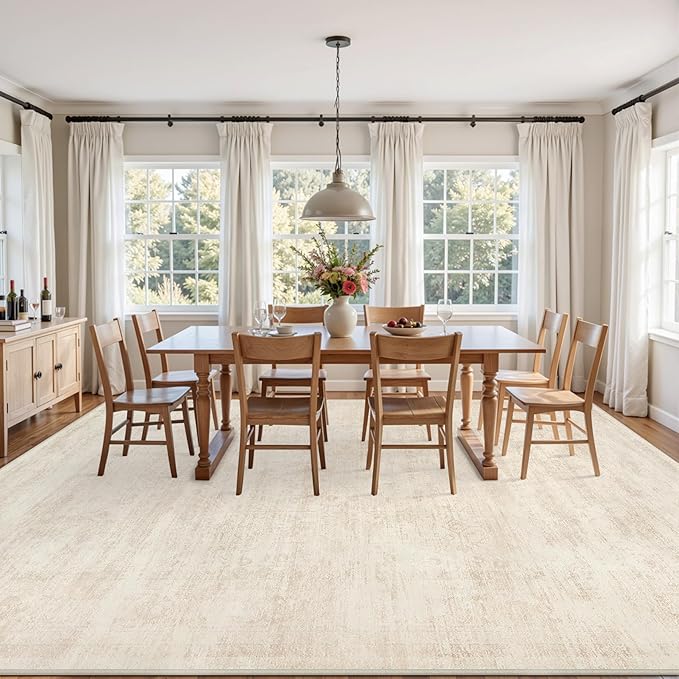 8x10 Area Rugs Living Room: Bedroom Washable Carpet Retro Beige | Large Vintage - Image 3