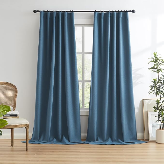 Blackout Linen Curtain Panels, Totally Shaded Draperies 84 Inches Long - Image 2