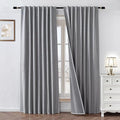 100% Blackout Curtains 90 inch Length 1 Panel Faux Linen Long Drapes by Zyvola