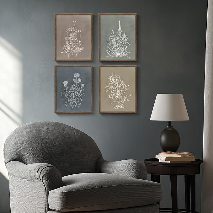 Framed Boho Botanical Wall Art for Bathroom, 4 Piece Rustic Floral Canvas - Image 7