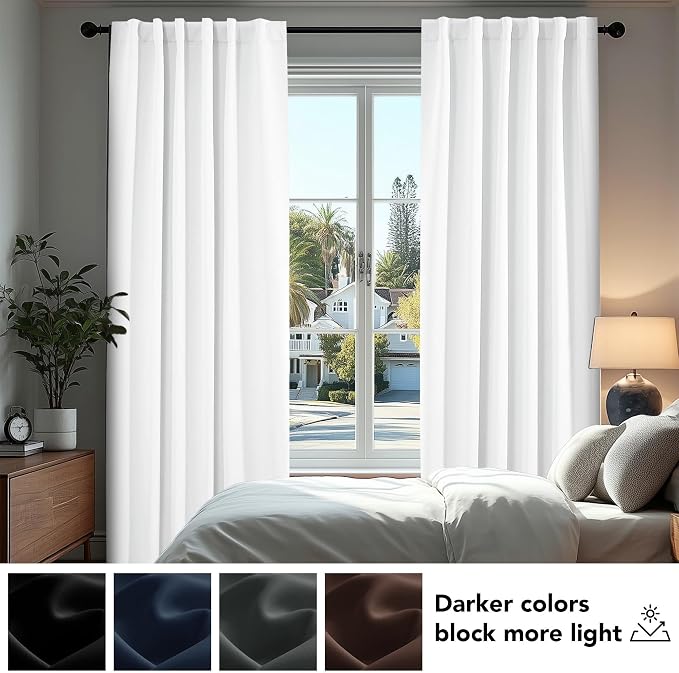 Deconovo Semi 50% Light Blocking Pure White Curtains - Image 5