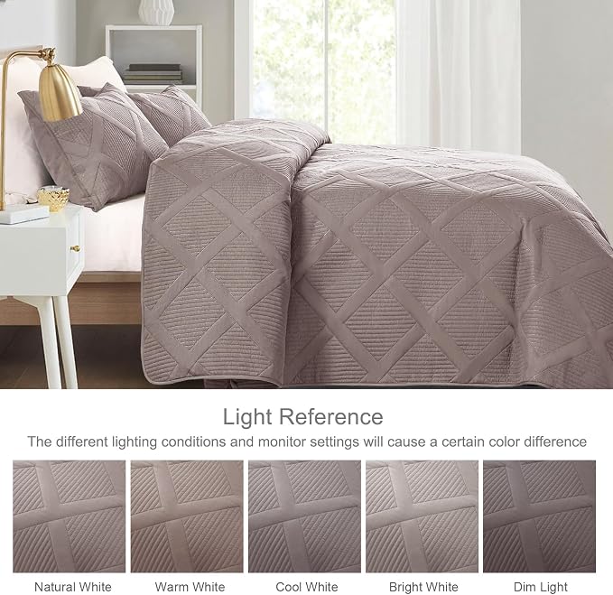 Exclusivo Mezcla California King Size Quilt, Taupe | Soft Bedspreads - Image 3