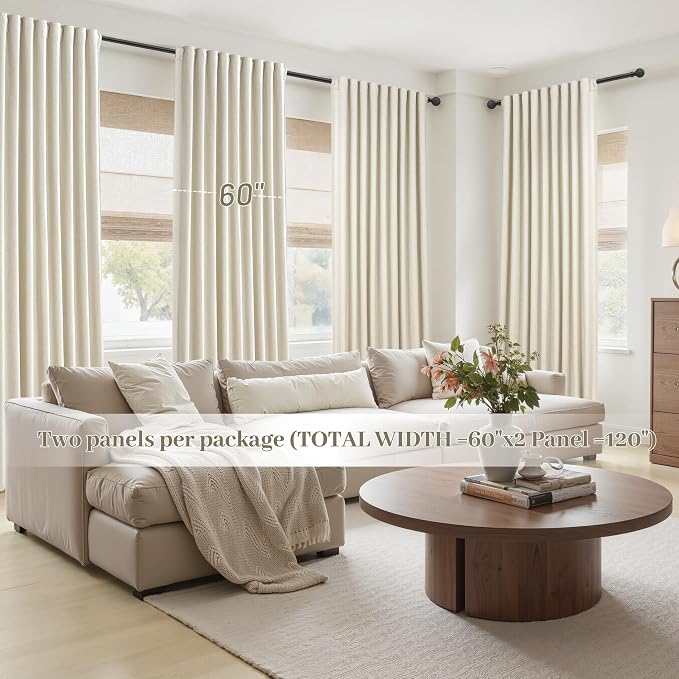 Cute Blackout Curtains 60 Inches Extra Wide Linen 92 Inch Length - Image 5