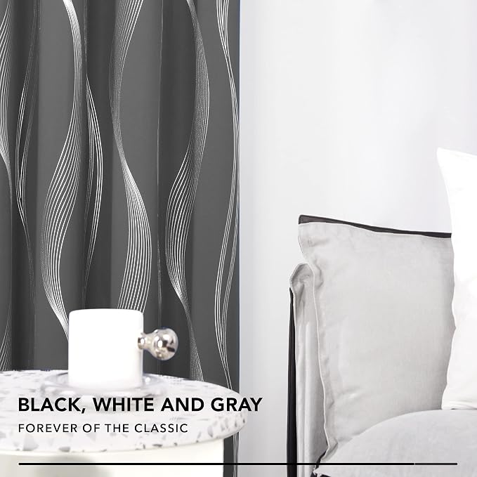 Deconovo Curtains for Living Room, Pattern Blackout Curtains 63 Inches Long | - Image 3