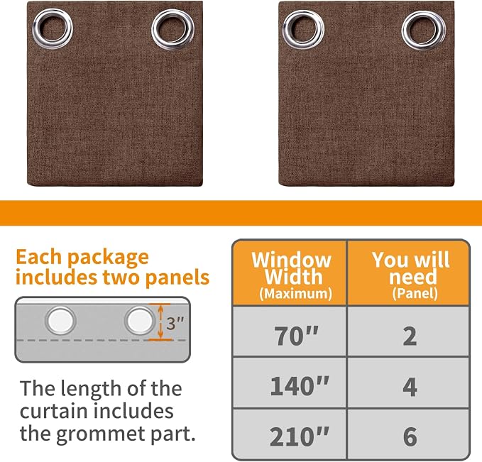 YoungsTex Brown Linen Blackout Curtains 84 Inches Long - Image 8