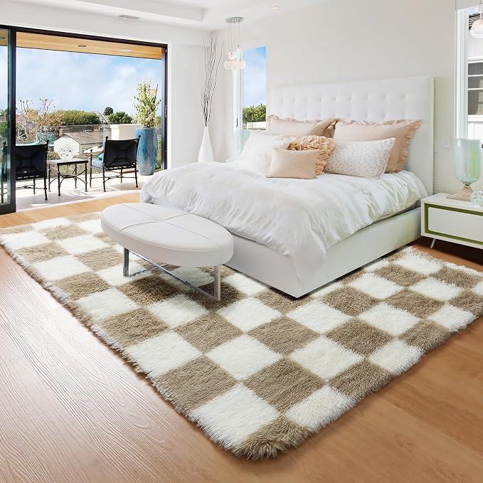 KICMOR Area Rugs for Bedroom Living Room, 4x6 Fluffy Soft Beige and Cream White - Image 7