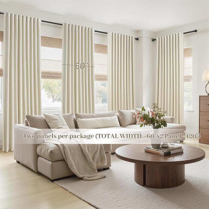 Cute Blackout Curtains 60 Inches Extra Wide Linen 84 Inch Length - Image 6