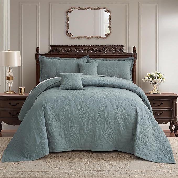 HZ & HY Oversized King Bedspreads 128x120, 5-Piece Quilt Set, Lightweight by HZHY