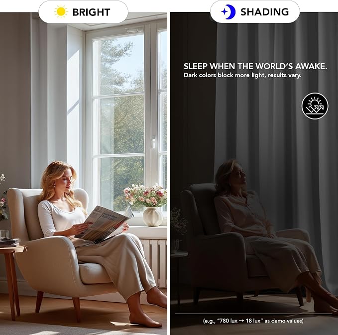 Deconovo Blackout Curtains for Bedroom and Living Room 84 Inches Long | Black - Image 3
