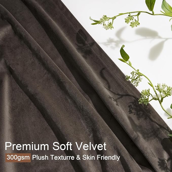96 inches long Taupe Velvet Blackout Curtains - Image 3