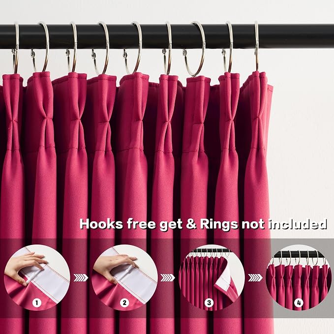 Raspberry Fushia Pink Curtains 102 Inches Long Pinch Pleated - Image 2