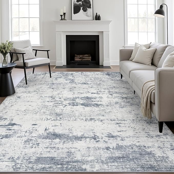 5x8 Area Rug Living Room: Modern Washable Soft Carpet Blue Grey | by FXRHLP