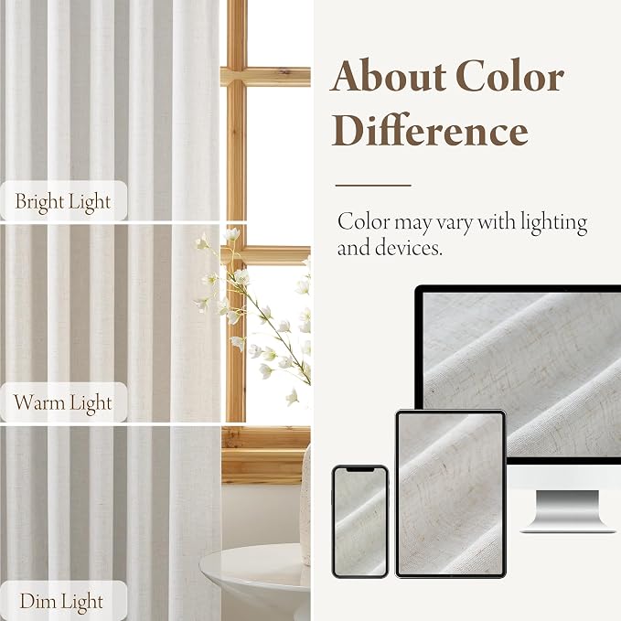 RYB HOME 100% Blackout Pinch Pleated Linen Curtains - Image 7