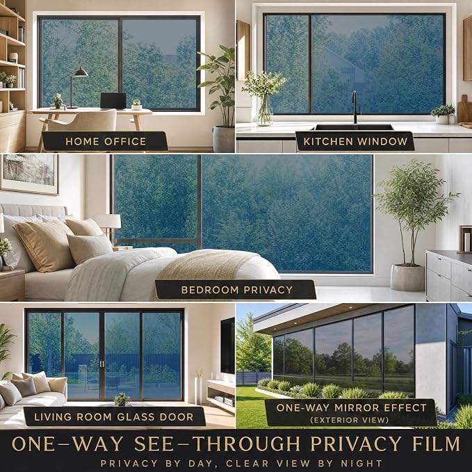 One Way Privacy Window Film Heat Control Mirror Tint 17.5Inx15.7Ft | Reflective - Image 6