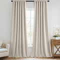 MIULEE 100% Blackout Back Tab Pleat Linen Curtains 50" Wx120 L, Thick Faux Linen by MIULEE