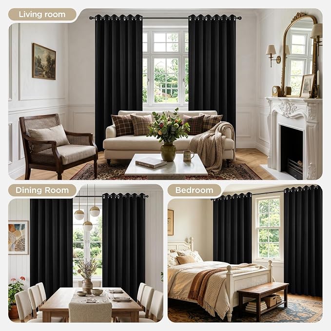Joydeco Blackout Curtains for Bedroom 120 Inch Long 2 Panels, Room Darkening - Image 4