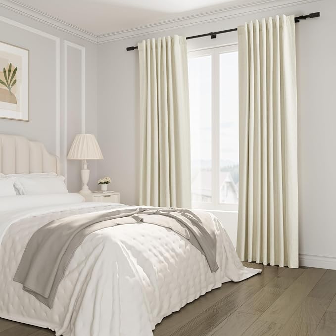 Joywell 100% Blackout Linen Curtains 108 Inches Long - Image 6