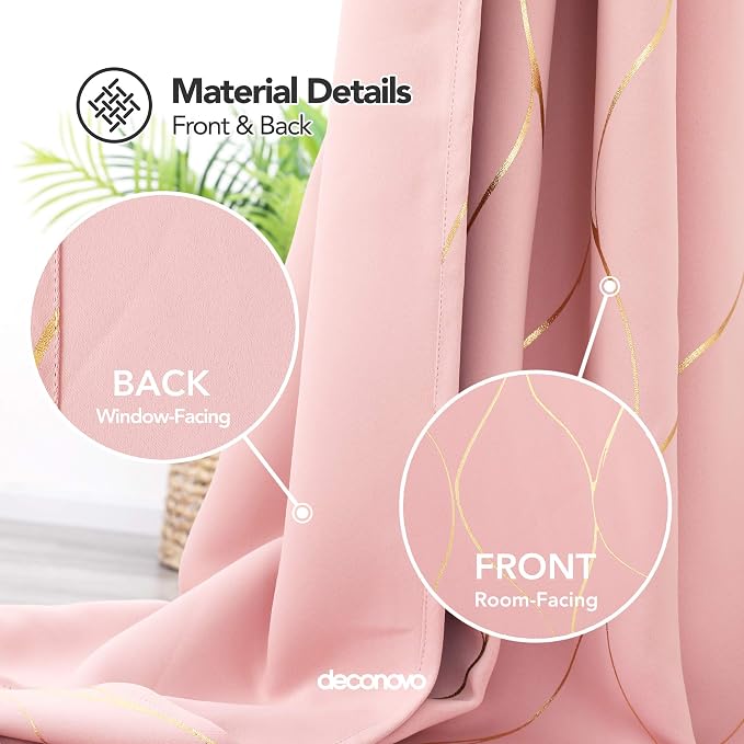 Deconovo Curtains for Living Room, Pattern Blackout Curtains 45 Inches Long | - Image 4
