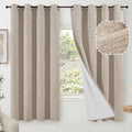 Beige Linen Blackout Curtains 63 Inch Long Each 60 Wide 2 Panels | Thermal by Lajode
