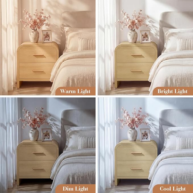 Night Stand Set of 2 2-Drawer Nightstand 24" H Metal Handle Modern Sturdy - Image 7