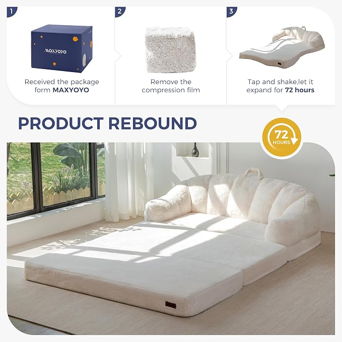 MAXYOYO Folding Sofa Bed, 2 in 1 Convertible Sofa to Lounger | Comfy Loveseat - Image 6