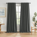 Full Blackout Linen Curtain Panels 126 Inches Long, Charcoal Grey by KEQIAOSUOCAI