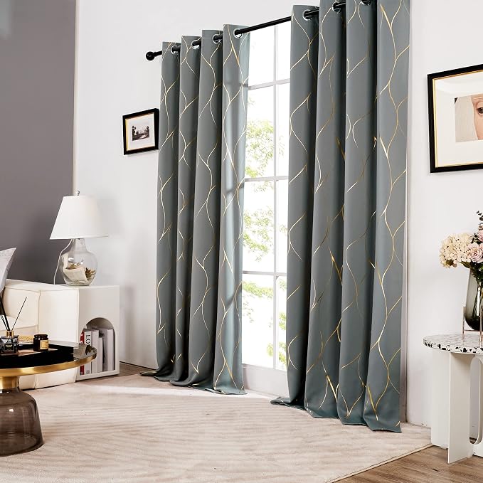 Deconovo Curtains for Living Room, Pattern Blackout Curtains 96 Inches Long | - Image 3