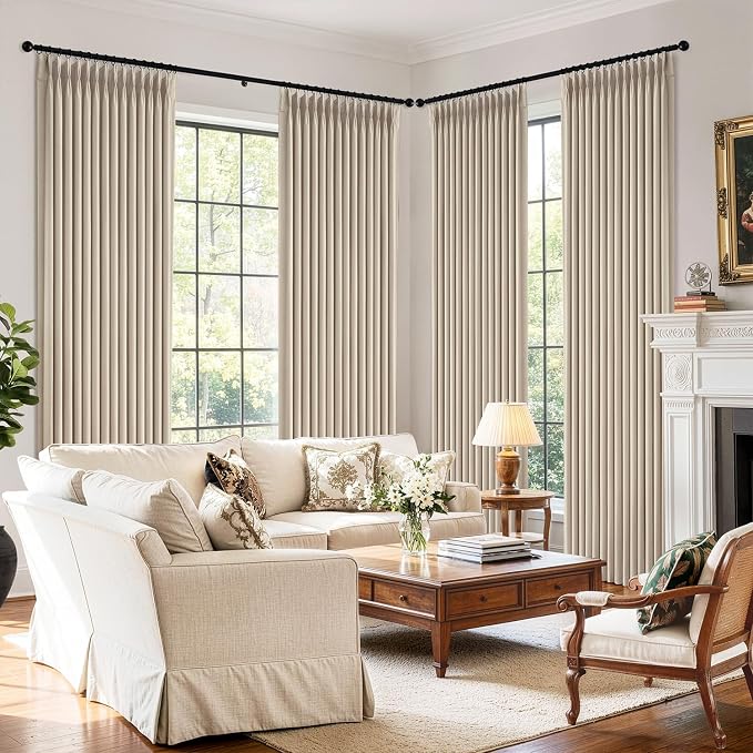 MIULEE Pinch Pleated 100% Blackout Curtains 40"x96" Natural 4 Panels Set | - Image 6