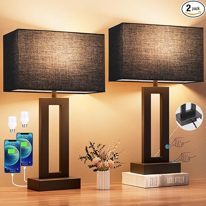 Seealle Nightstand Table Lamps for Bedrooms Set of 2 by SeealleLighting
