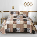 Mybedsoul Brown Patchwork Quilt Set California King Size, 3 Pieces Khaki Floral by Mybedsoul