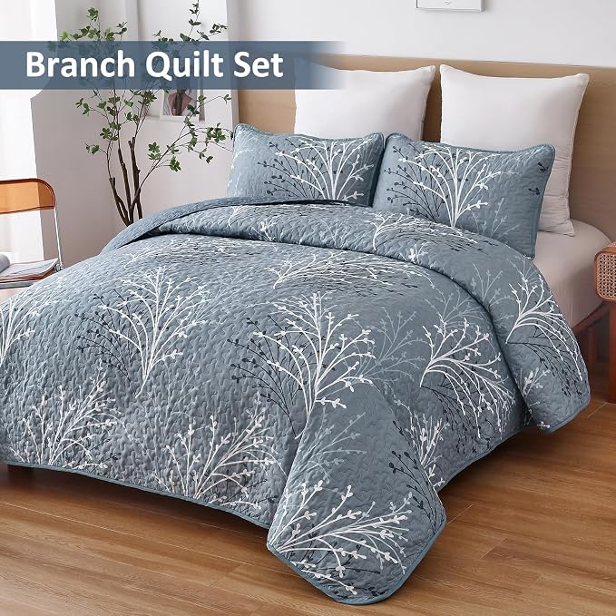 DJY Quilt Set King Size, Branch Floral Bedding Set - Image 2