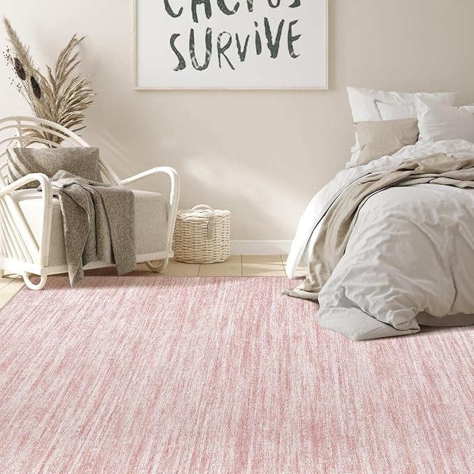 Nakagishi Boho 10x14 Area Rug Living Room Rugs Machine Washable Pink | Soft - Image 6