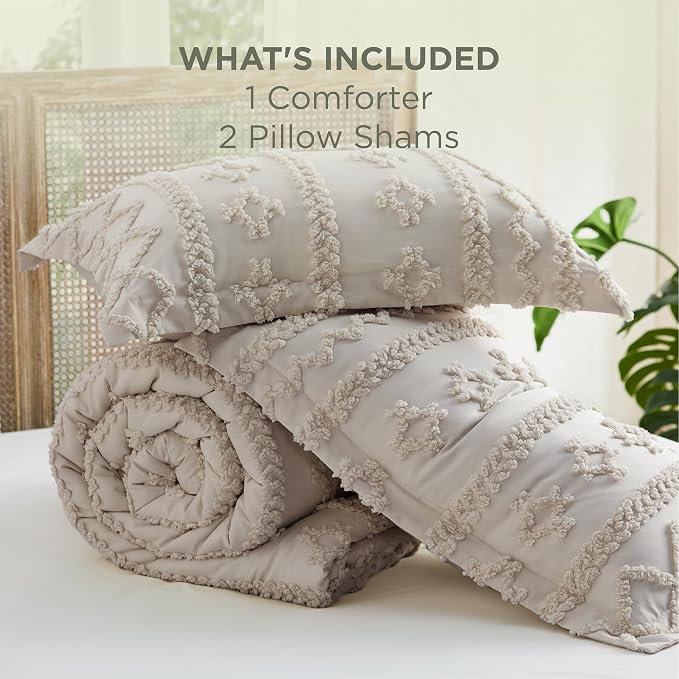 Bedsure Tufted Boho Comforter Set Queen Size - Image 6