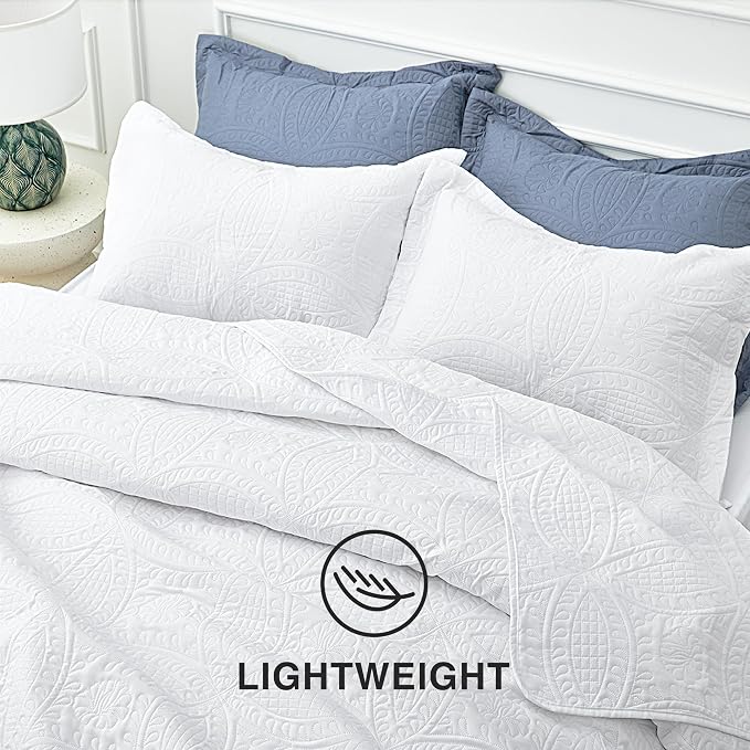 Love's cabin Twin Quilt Set White Bedspreads - Image 6