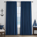 Navy Blue Blackout Curtains 90 Inch Length by QJMYDECO