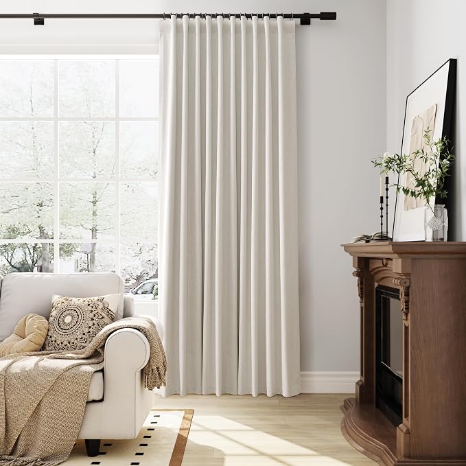 Cream Natural Linen 100% Blackout Kitchen Curtains 45 Inch Length Short Modern - Image 6