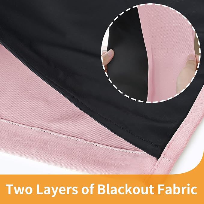 YoungsTex Light Pink 100% Blackout Curtains 84 Inch Length, Room Darkening - Image 6
