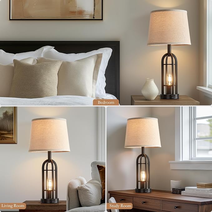 SRJJA Black Table Lamps for Living Room Set of 2 - Image 4