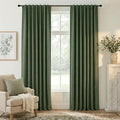 RYB HOME Olive Green 100% Blackout Linen Curtains 84 Inch Long by RYBHOME