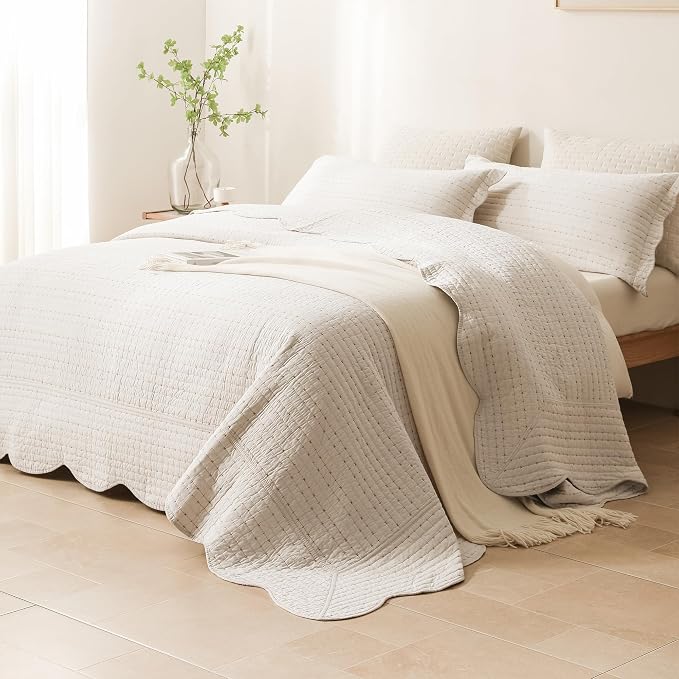 Lady Ann Oversized King Bedspread 120x120, Lightweight Quilted Wheat Coverlet 3 by LadyAnn