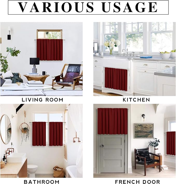 RYB HOME Cafe Blackout Curtains 24 inch Length, RV Camper Window Curtains | - Image 6