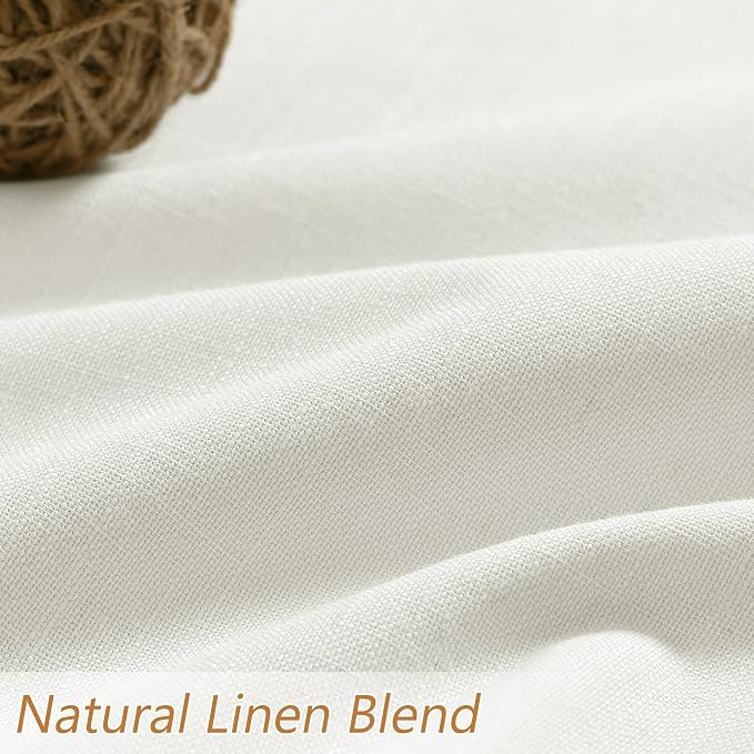 Ivory 100% Blackout Linen Curtains 96 Inch Length 2 Panels Set - Image 3