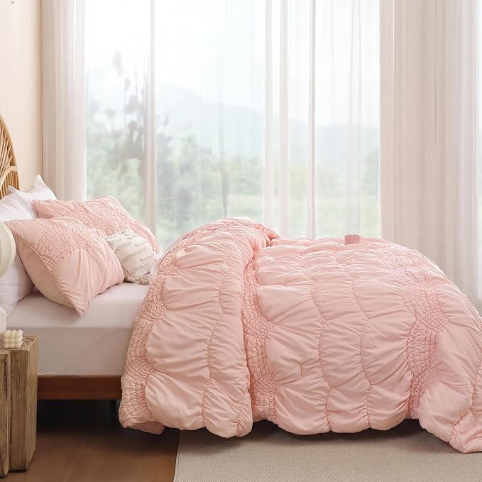 JANZAA Quilts Queen Size, Blush Pink Quilt Bedding Set - Image 4